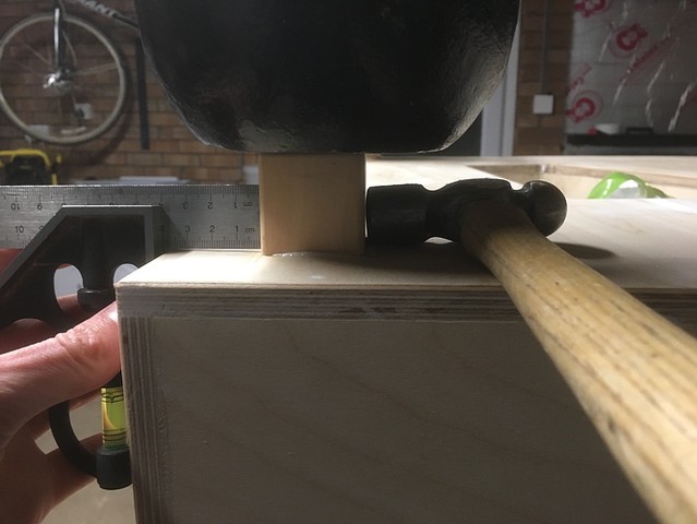Alignment using a carpenter's square and a hammer