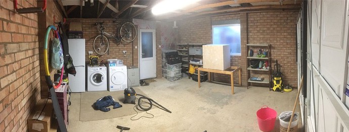 Preparing to finish the subwoofer in our new garage: